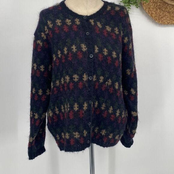 Paul Harris Design Women's Mohair Blend Knit‎ Cardigan Sweater Multicolor XL - Picture 1 of 12
